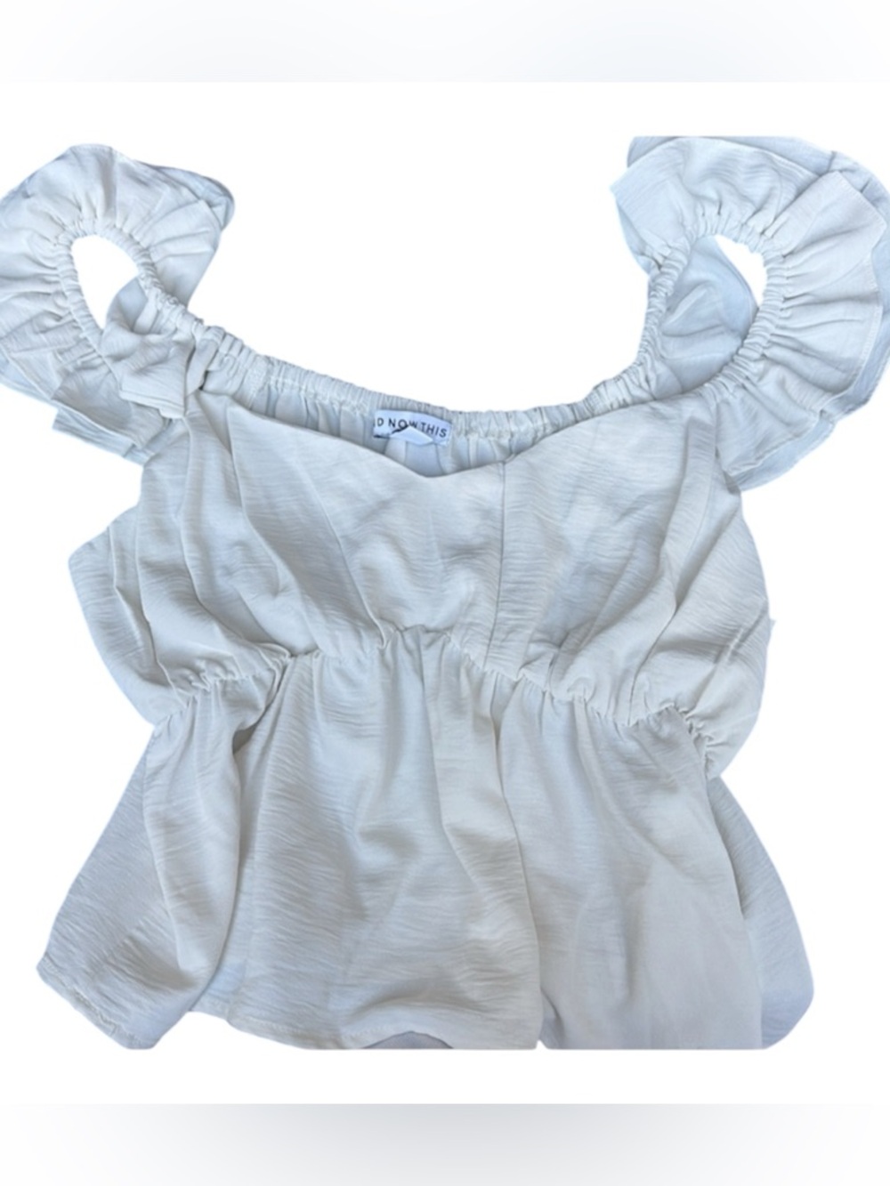 Peasant top by AND NOW THIS Cream Ruffled Smocked Blouse